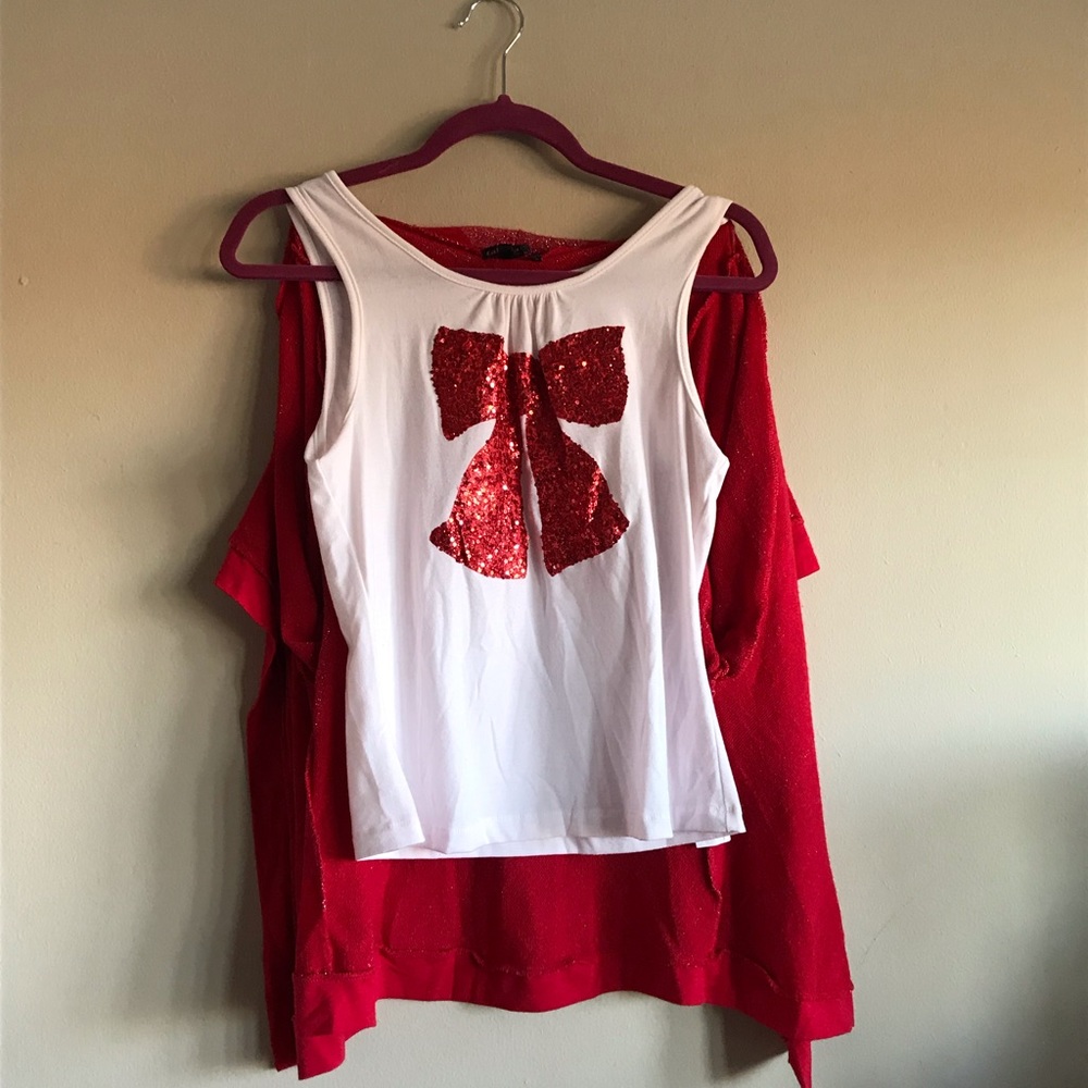 🎉HP🎉 Takara Red Short Sleeve Cardigan Set XL - Picture 3 of 5